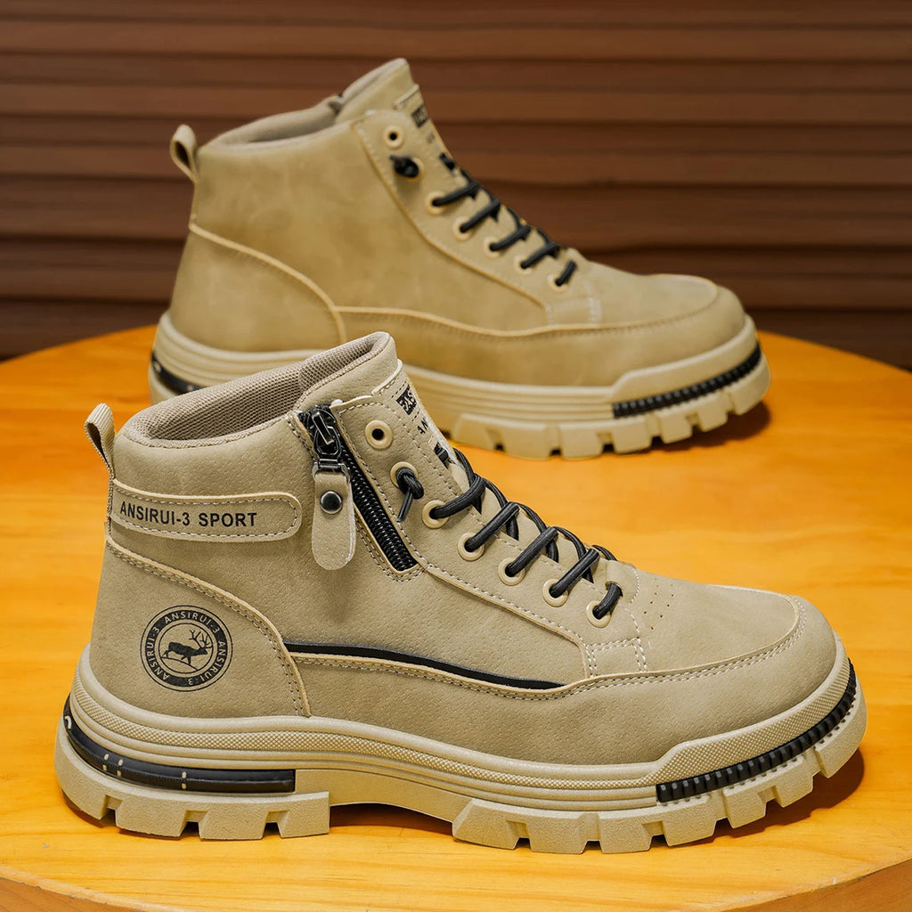 Men's high top denim boots, casual sports shoes, trendy and fashionable men's boots - Beauty