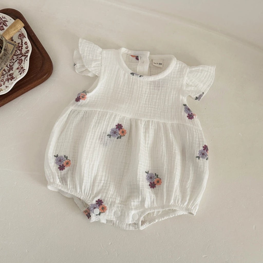 Baby Girl Clothing New Summer Newborn Baby Girl Romper Embroidered Flowers Cotton Toddler Baby Girls Jumpsuit 1-18M
