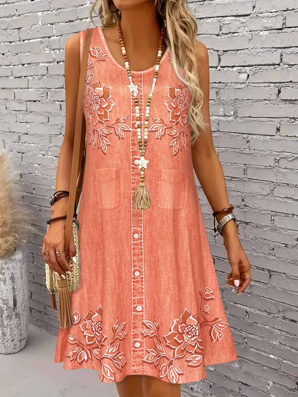 Women's Off-Shoulder Dress, Floral Embroidery, Sleeveless, Casual Spring & Summer Wear