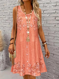 Women's Off-Shoulder Dress, Floral Embroidery, Sleeveless, Casual Spring & Summer Wear