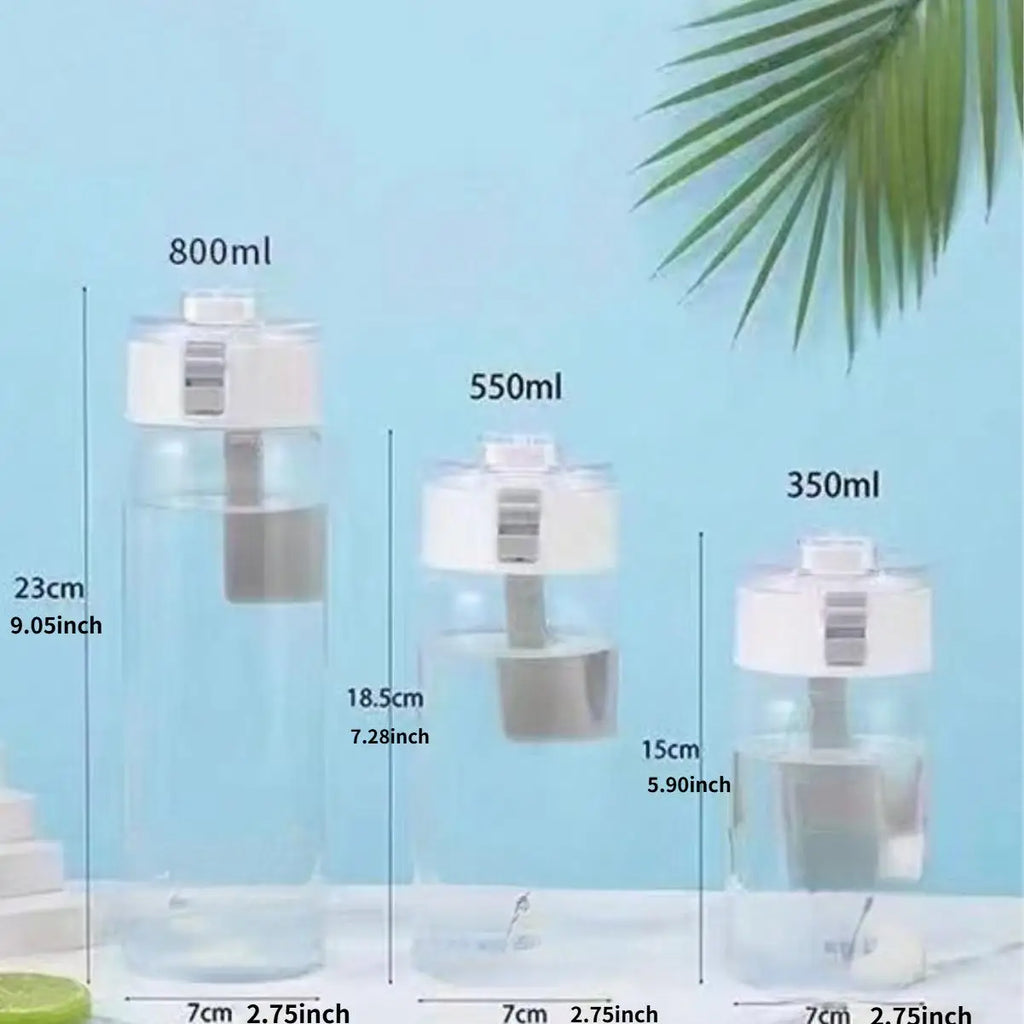 Portable Plastic Water Bottle Sports Fitness Large Capacity Transparent Cup with Tea Compartment Outdoor Anti-drop Water Bottle