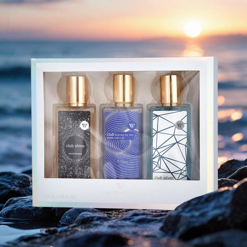 Eau De Parfum 3‑piece Perfume Set Long‑lasting Rich Fragrance Light Fresh Aroma Arabic Style Women Man Perfume For Daily Use