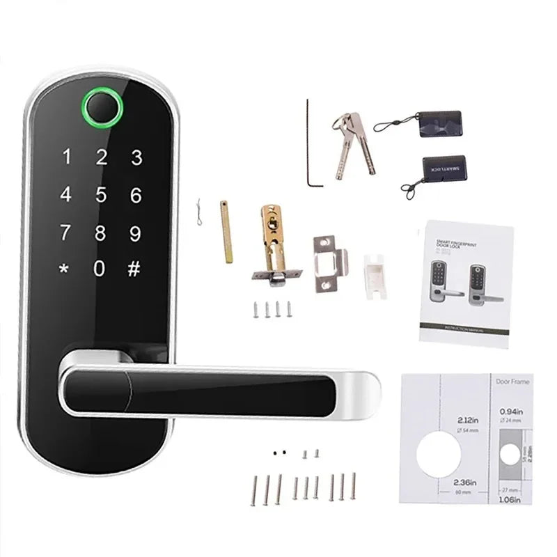 Tuya Smart Fingerprint Door Lock App Remote Control Keyless WIFI Digital Touchscreen Lock NFC with 2 IC Cards IP68 Waterproof