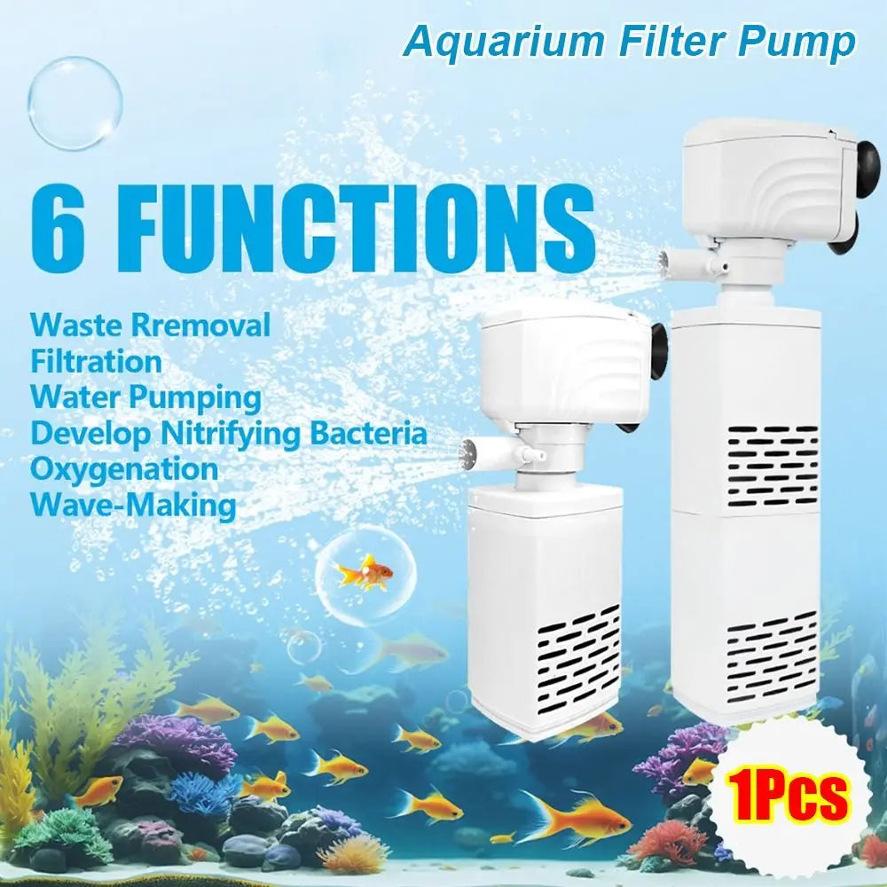 1Pcs Durable Submersible Silent Aquarium Filter Pump 3 in 1 4/6/15/20/25/35W Air Oxygen Aerator Water Change 220V Wave Maker