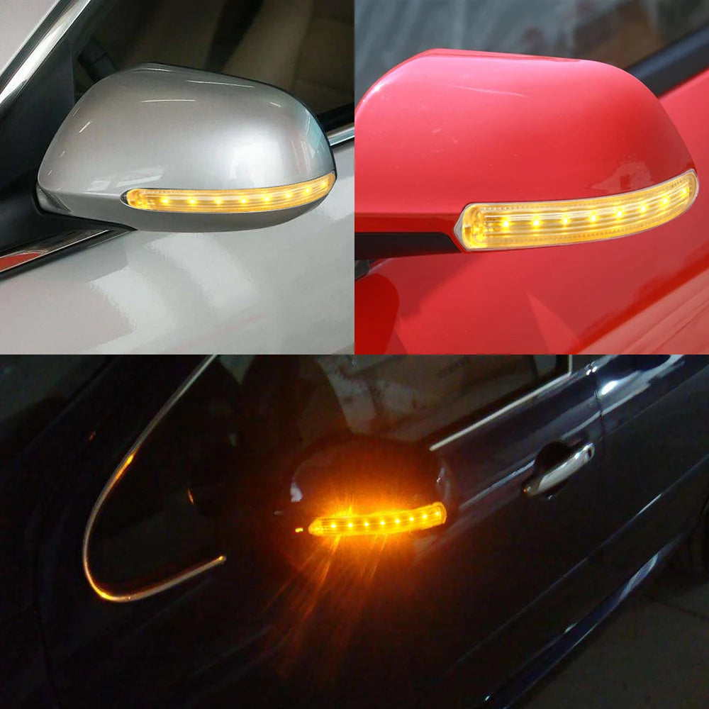 LED Car Light Source Yellow Soft 8 SMD FPC Turn Signal Light Amber Universal Flashing Indicator Lamp 2PCS Auto Rearview Mirror