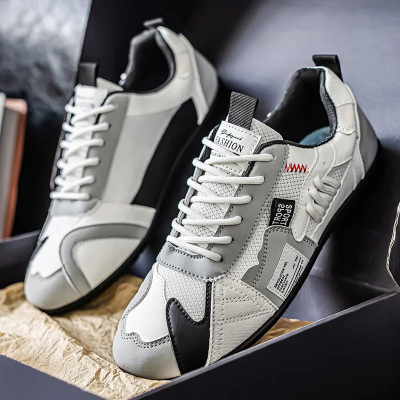 Men's Trendy Black and Gray Color-Blocked Mesh Breathable Casual Sports Shoes, Summer Thin Retro Forrest Gump Shoes, Lightweight Soft-Soled Shock-Absorbing Non-Slip Versatile Wear-Resistant Men's Shoes