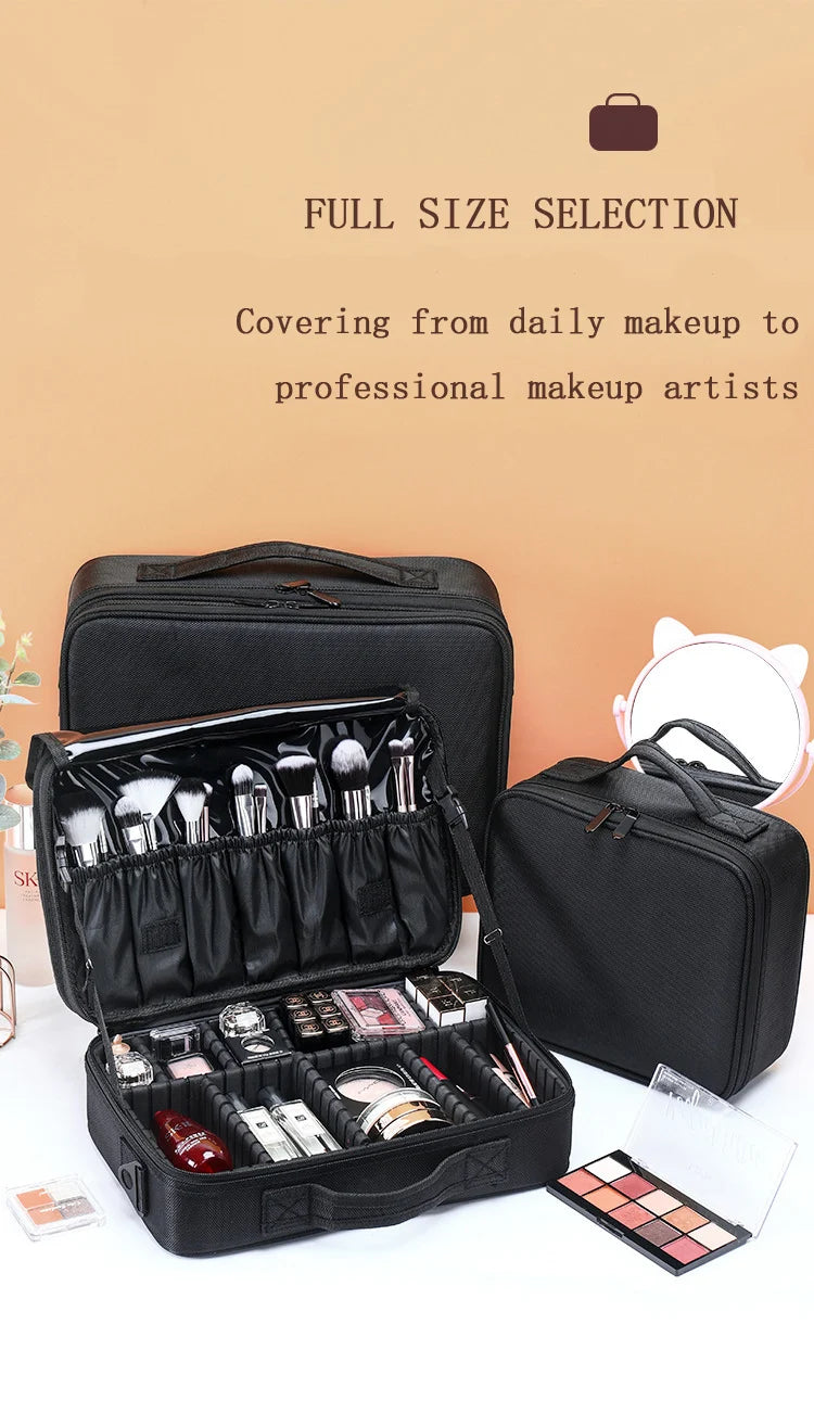 Large Capacity Makeup Case - 3 Sizes Cosmetic Organizer Brush Bag Barber Train Case for Makeup Artists Hair Cutter Sets
