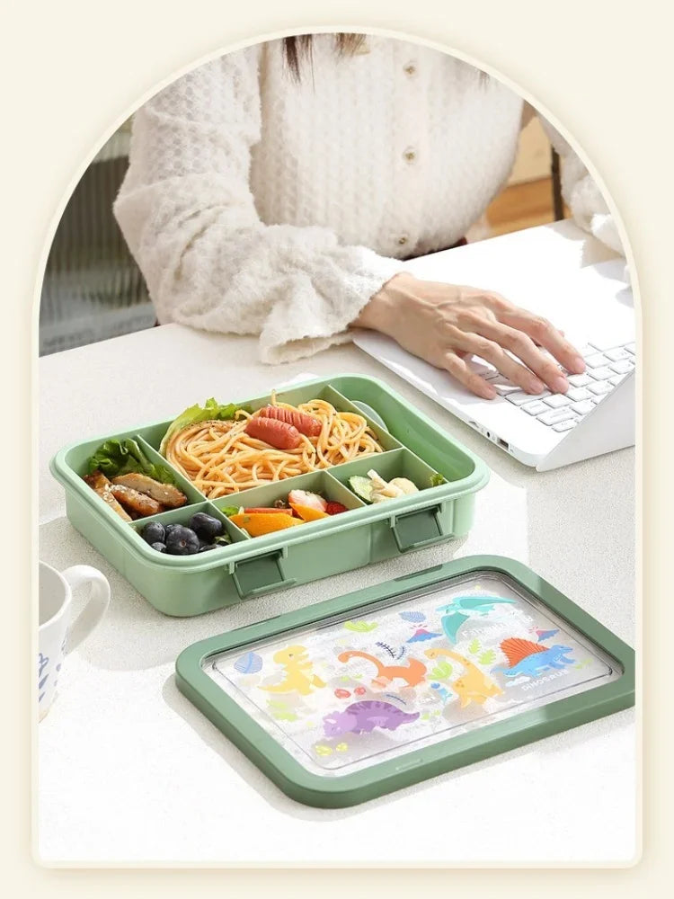 1500ML Cartoon Lunch Box Portable Rectangular Kids Students Office Benton Box Leakproof Food Container Microwave Oven Tableware