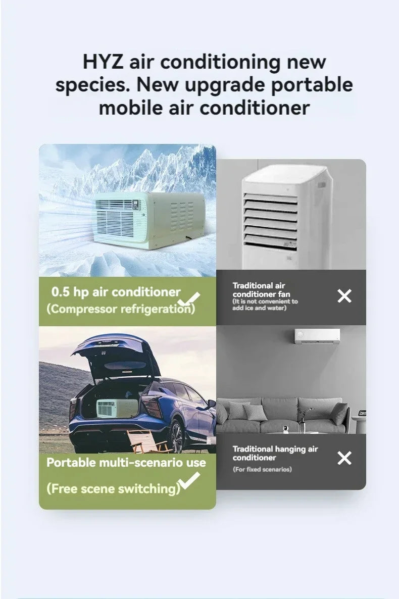 220v 650W Portable Air Conditioner Hot Selling Upgrade Refrigeration Outdoor Camping Tent Small Air Conditioner