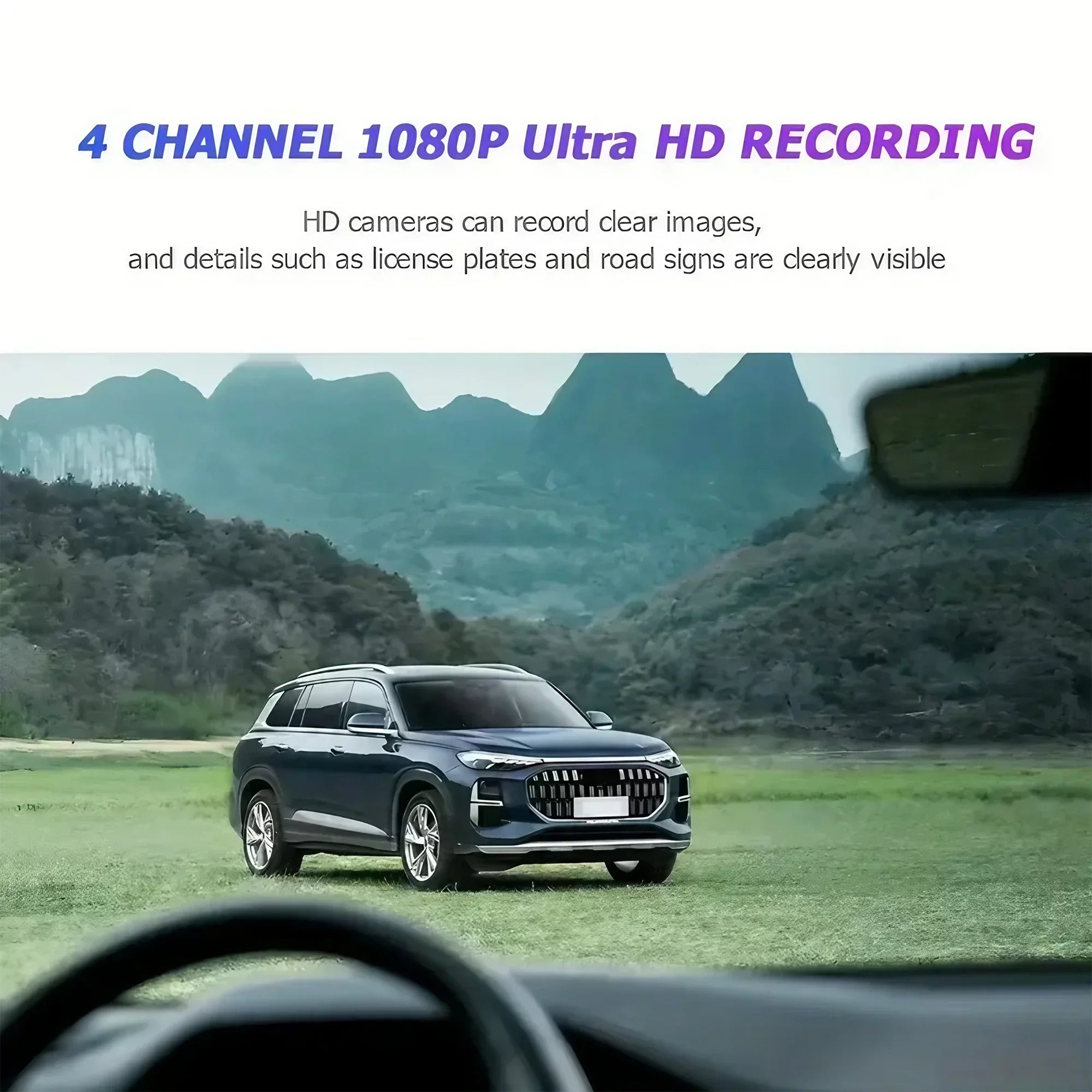 3Camera Car Recorder 1080P HD with Night Vision Parking Monitoring IPS Screen Front Rear Inside Dash Cam Support Laptop Computer