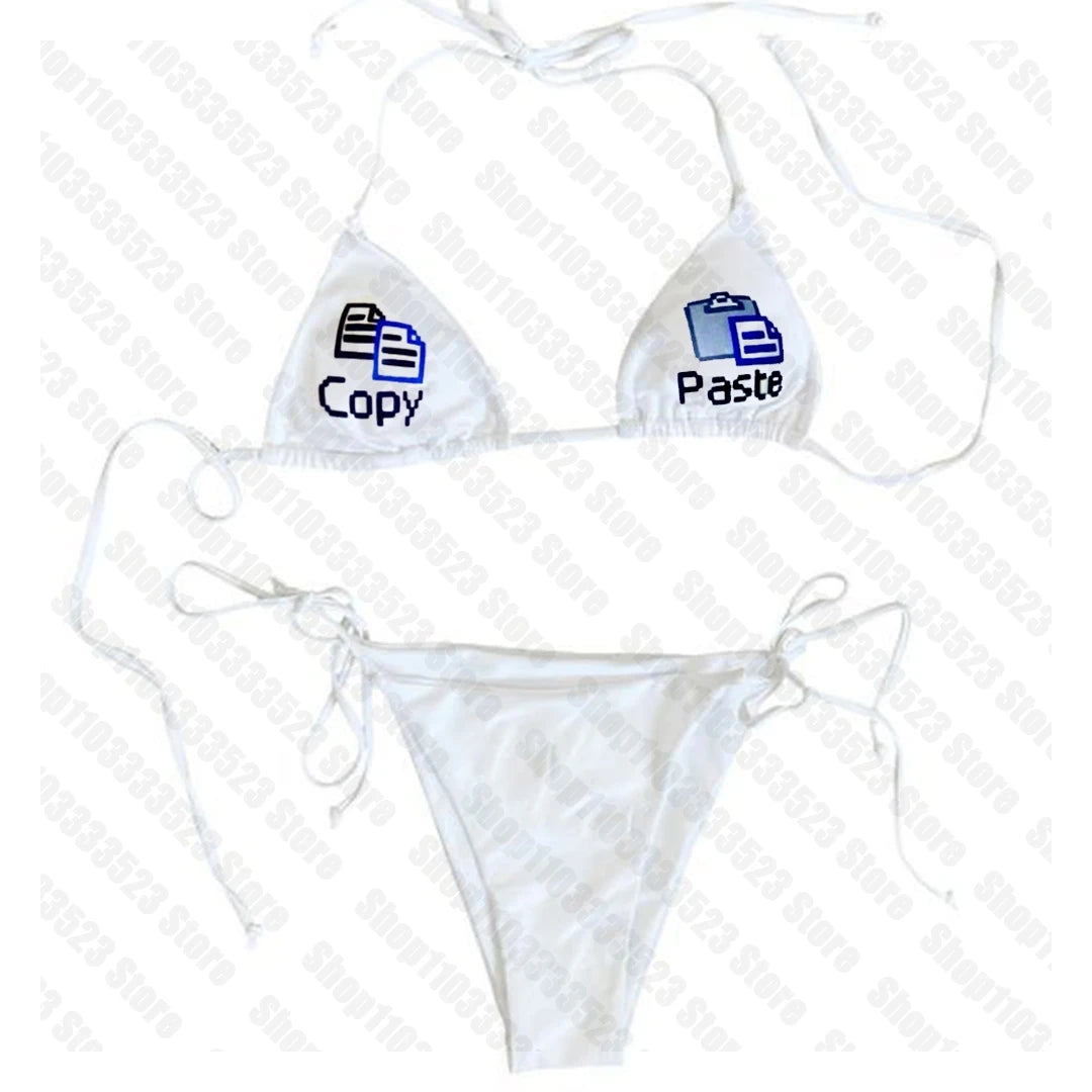 Fashion Emo Girls Gothic Printing Sexy Bikini Retro Punk Printing Woman Sexy Bikini Y2k Style Print Sexy Bikini Sexy Bikini 90s