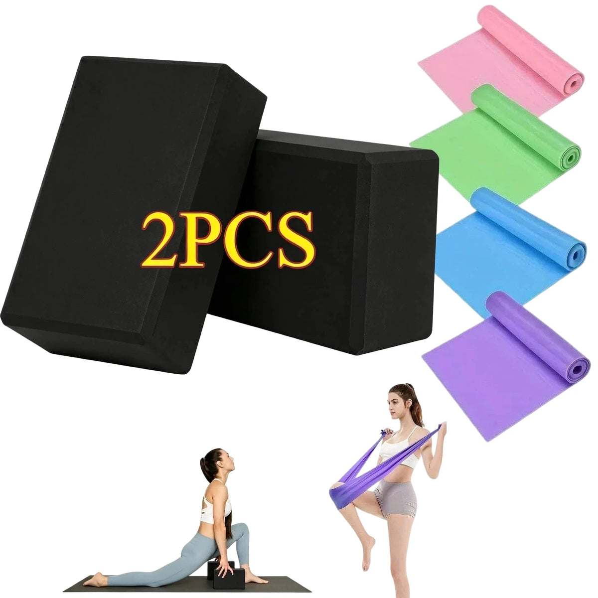2/3/4PCS Yoga Blocks Made from High-Density Foam Lightweight Supportive And Odor-Free - Essential Yoga Belt Yoga Gear for Women