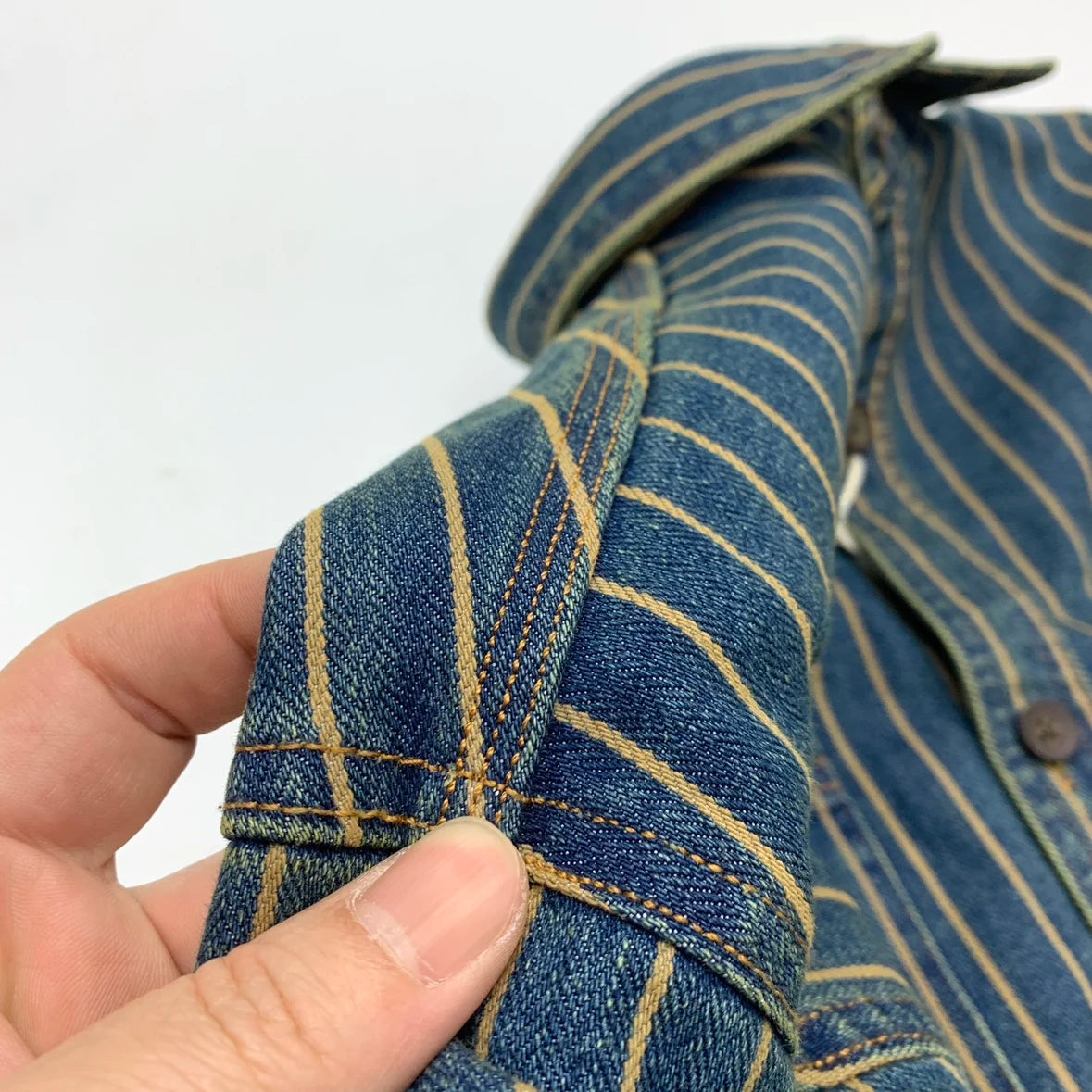 2025 Autumn New American Retro Heavyweight Striped Denim Shirt Jacket Men's 100% Cotton Washed Old Fashion Loose Casual Coat