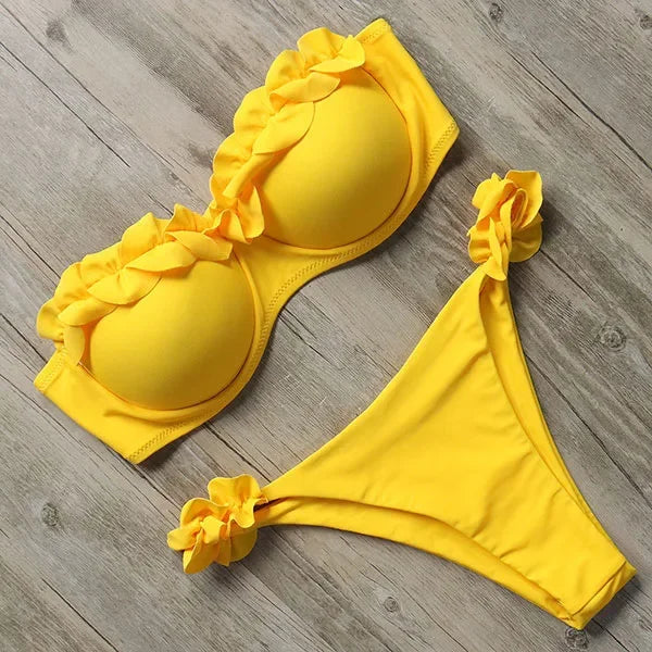 Push Up Bikini Set Women 2026 Swimsuit Sexy Bow Biquini Lace Up Summer Bathing Suit Lady Two Pieces Swimwear Woman Beachwear L