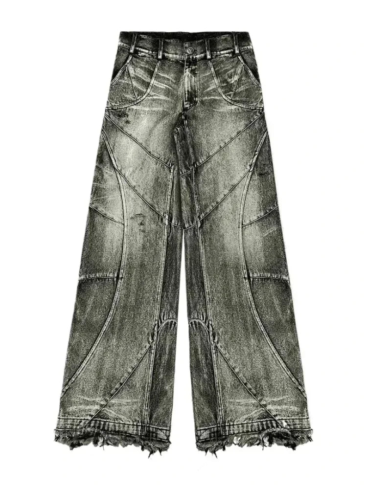Vintage Y2k Streetwear Punk Hip Hop Jeans Women Pants Grunge Baggy Ripped Denim Trousers Gothic Distressed Wide Leg Jeans Goth