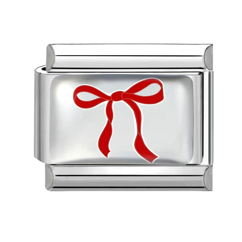 Fashion Red Series Heart Flower Bowknot Cherry Women Men Charm Link fit 9mm Stainless Steel Italian Bracelet Making DIY Jewelry