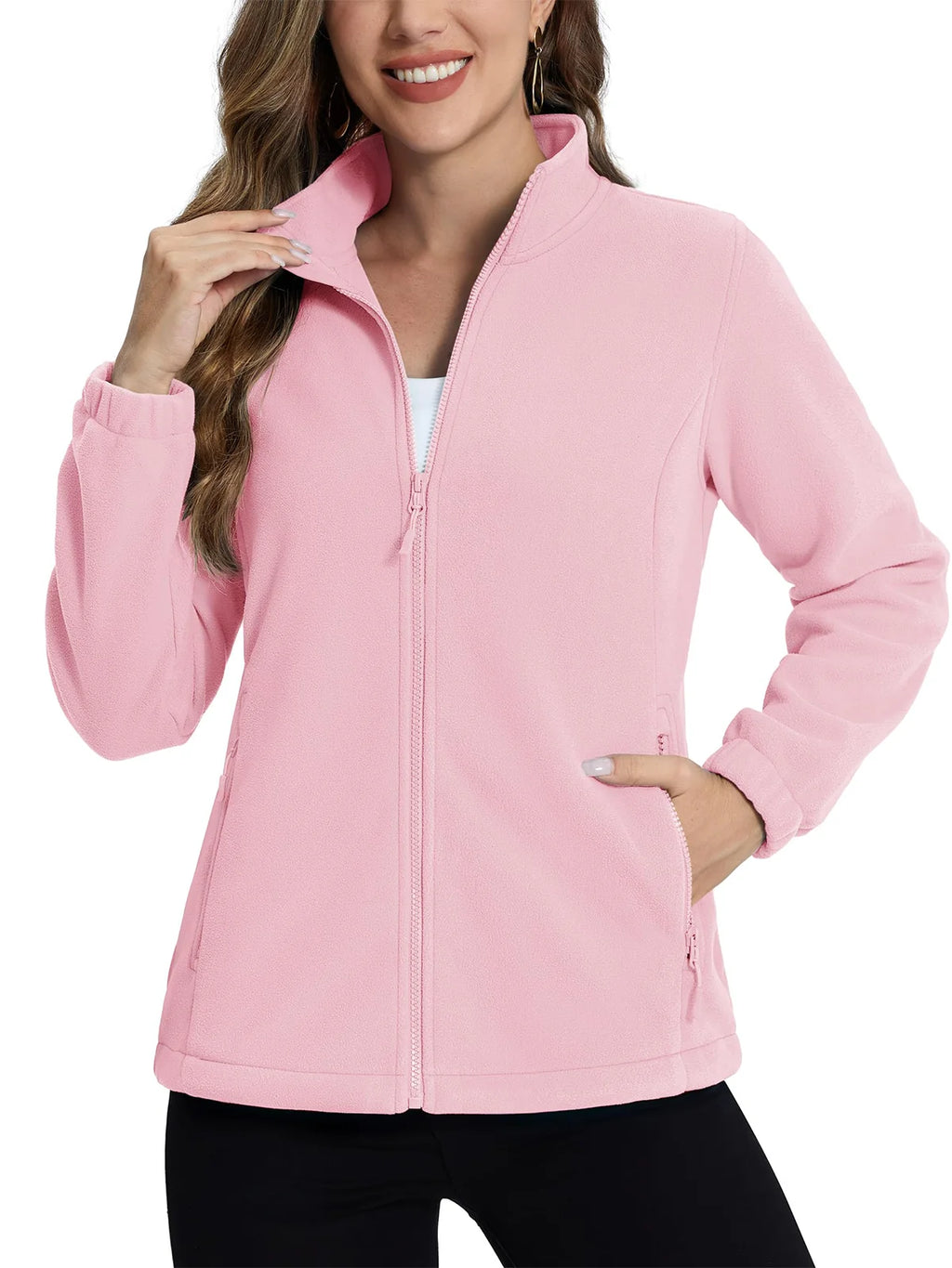 TACVASEN Women's Winter Fleece Jacket Lightweight Full Zip Sweatshirts Coat Casual Zipper Soft Warm Sweaters Outwear Female