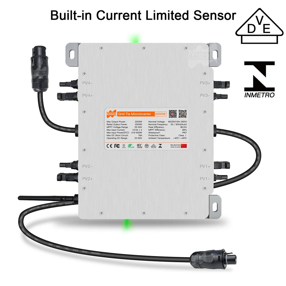 2000W Deye Solar Grid On Inverter DC20V-60V to AC 230V Microinverter With WiFi Function Grid Tie Converter for Max Four Panels