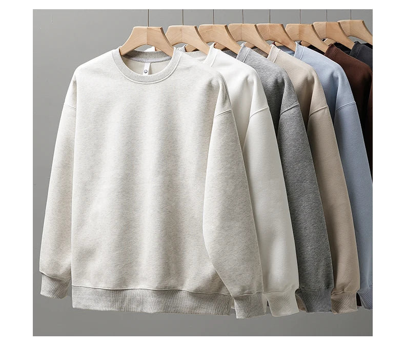 DUKEEN 460G Heavyweight Men's Sweatshirts 2025 Autumn Round-Neck Long Sleeve Solid Color Sport Pullover 11 Color Choose