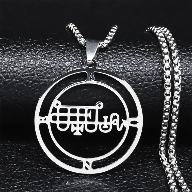 2024 Fashion Sigeal Sigil De Lucifer Stainless Steel Satan Necklace Asmoday Lazer Key Baphomet Stamp Jewelry N7118S03