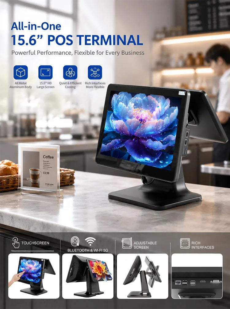 New Design YJ-T3 I5 CPU 8G RAM 256G SSD Touch Dual Screen Cash Register Pos Systems Pos Machine Point Of Sale
