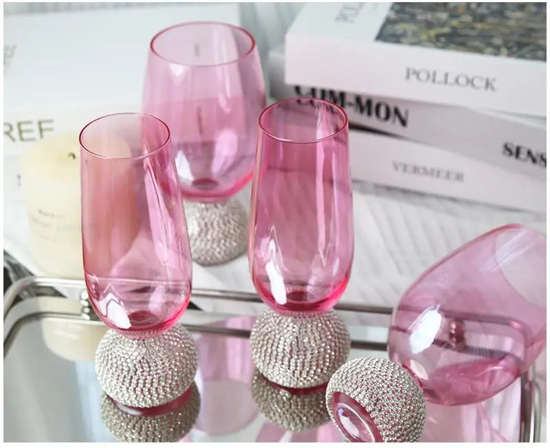 Fairy wine glasses pink diamond whisky glasses decorated with goblets red wine glasses wine glasses