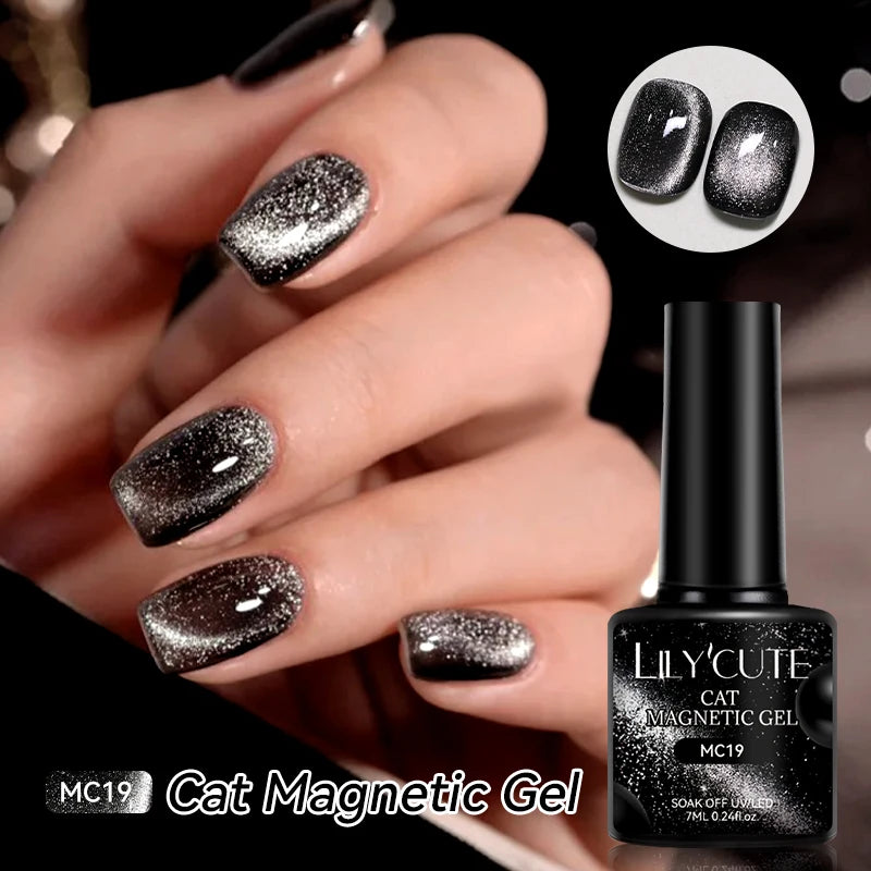 LILYCUTE 7ml Gold Coffee Cat Magnetic Gel Nail Polish Autumn Winter Nails Ultra Shine Moonlight Semi Permanent UV Gel Soak Off