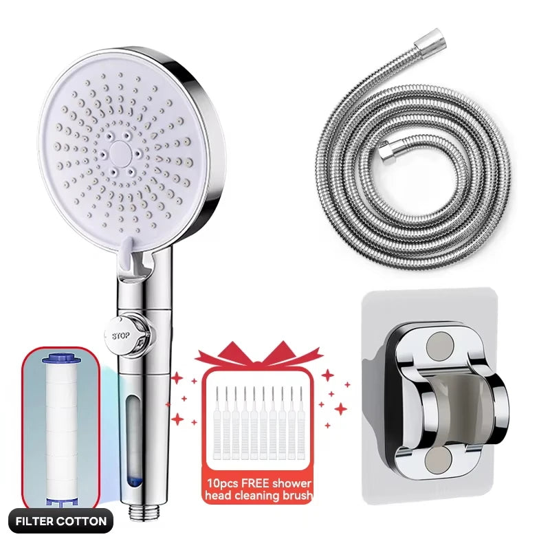 12.5cm Big Panel Shower Head,High Pressure Rainfall Shower Set Water Saving Shower,5 Modes Adjustable Shower Head Bathroom Tools