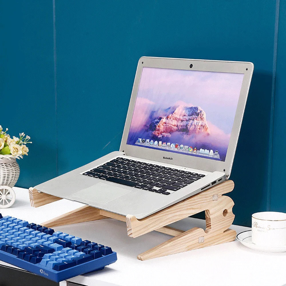 Solid Wood Laptop Stand Removable Vertical Bracket Cooling Base Cooling Heat Dissipation Laptop Holder Support Base PC LapTop