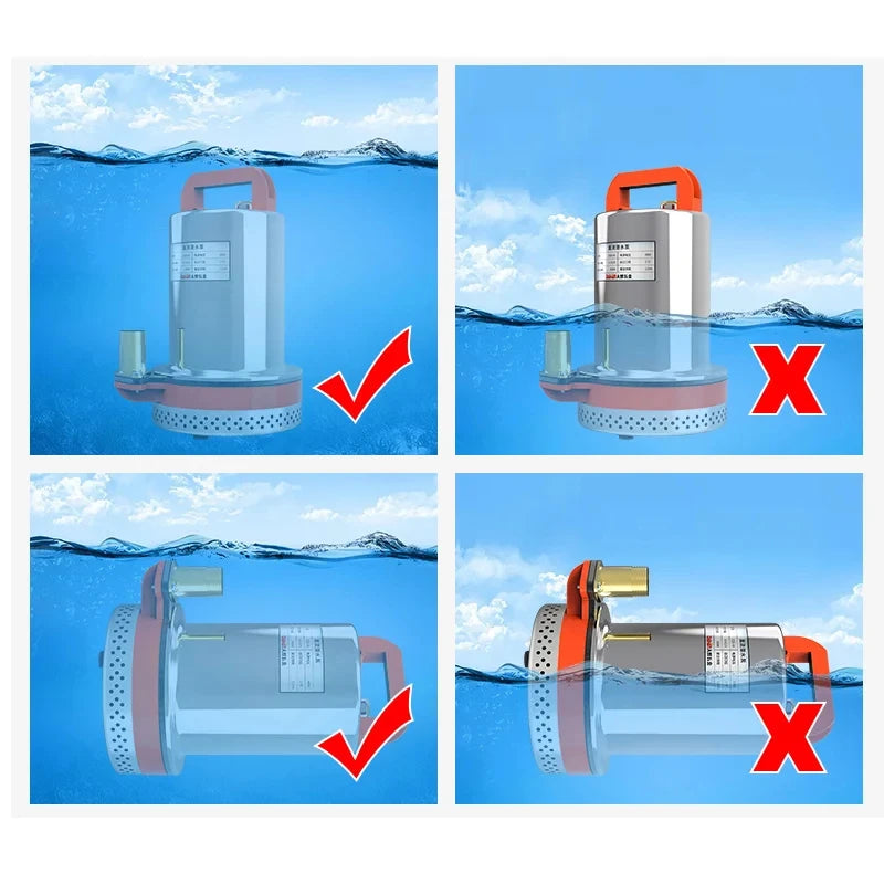 12V 24V 180W 220W Submersible Clean Dirty Water Pump Swimming Pool Deep Well Pump Agricultural Irrigation Lift: 4-10m 8m/h Head