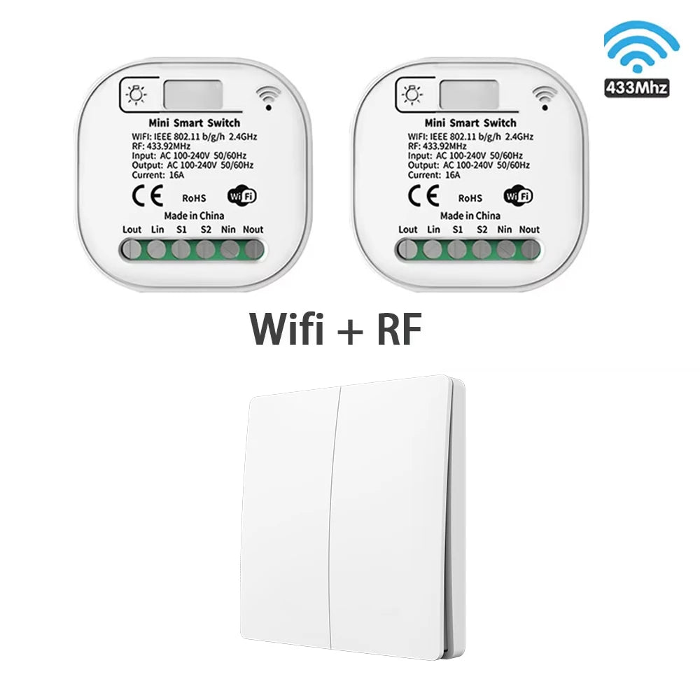 TUYA wifi RF433 Self Powered Wireless Switch Without Battery Remote Control waterproof home Wall panel Light Switch AC110V 220V