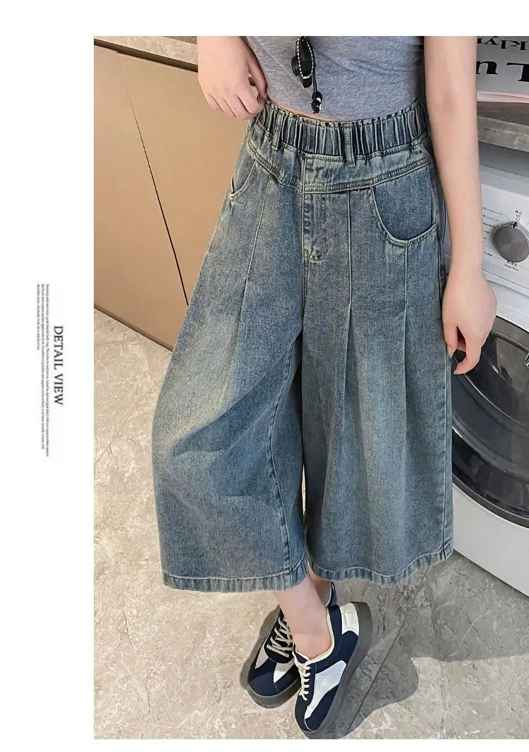 Denim Shorts Loose High Waist Wide Leg Shorts