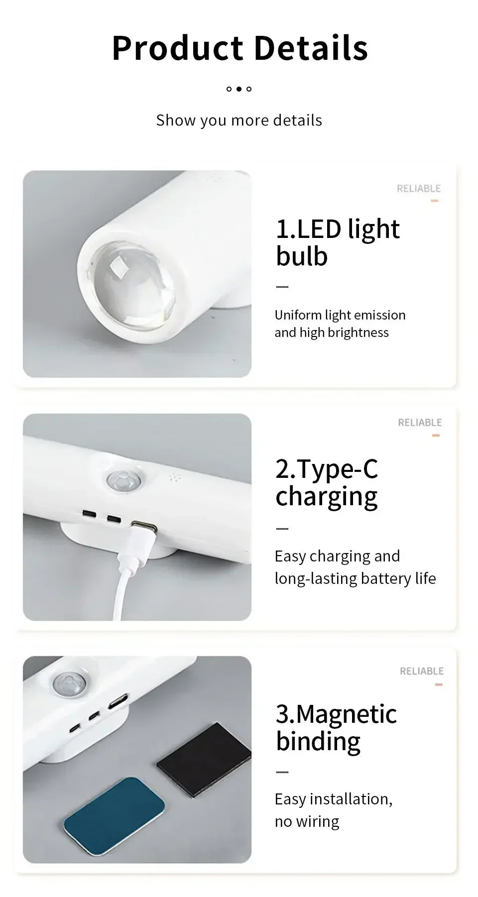 Motion Sensor Wall Light Magnetic LED Wireless Wall Sunset Lamp Rechargeable Spotlight Bedroom Hallway Stairs Living Room Decor