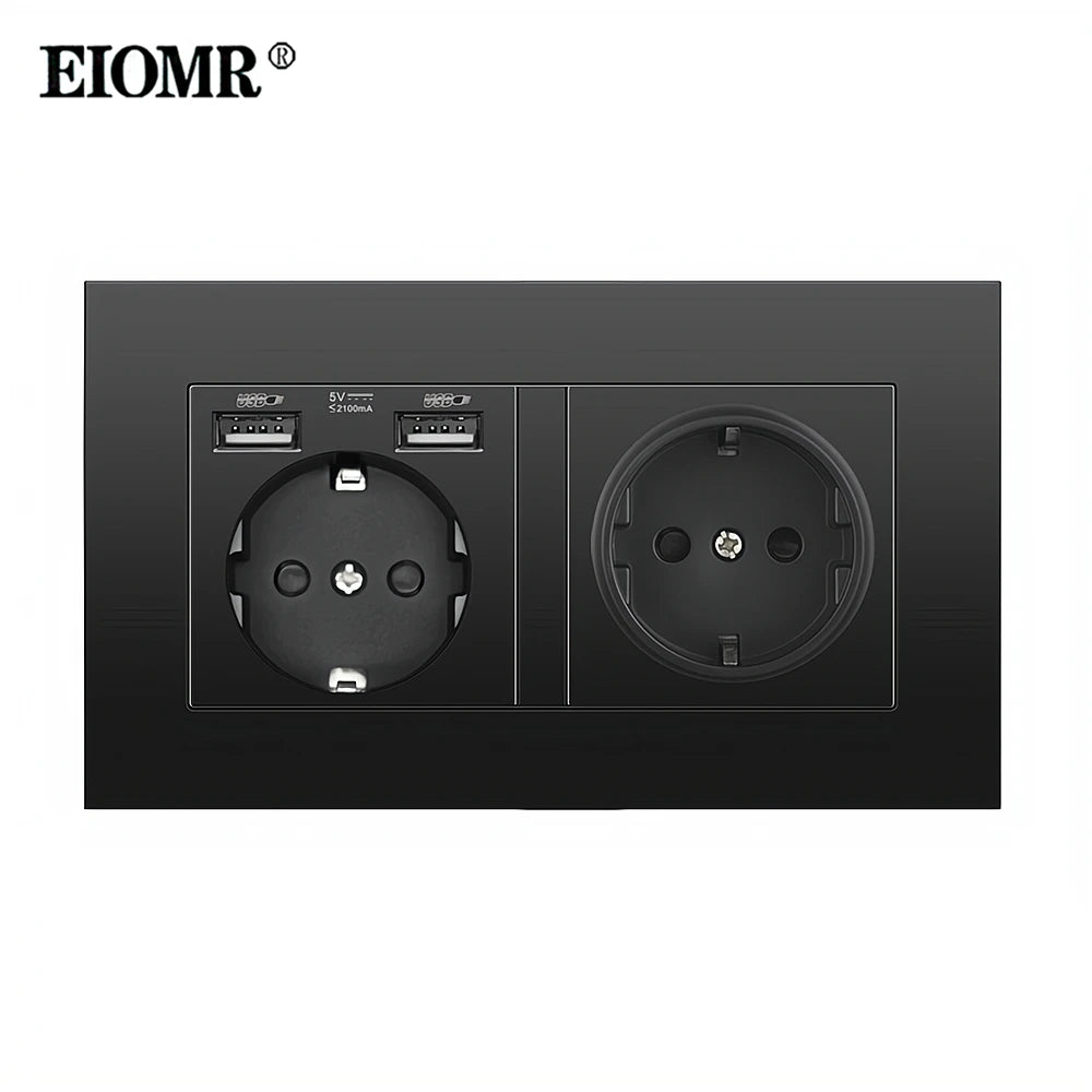 EIOMR EU Standard Electrical Socket,USB Type-C Mobile Phone Charging Outlet,16A 220V Household Appliances Electric Socket Switch