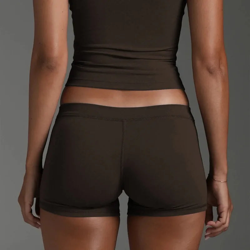 PMWRUN Women Low Waist Biker Shorts Soft Seamless Stretch Yoga Shorts Tummy Control For Gym Running Daily Casual Wear
