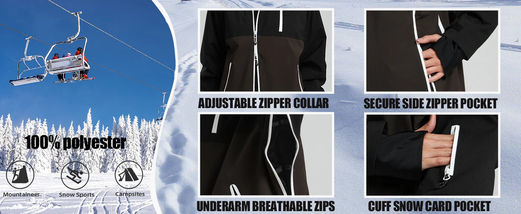 2026 Mens Snowboard Jacket Ski Coat Women Waterproof Insulated Baggy Snowboard Coats Winter Hooded Mountain Hiking Warm Outdoor