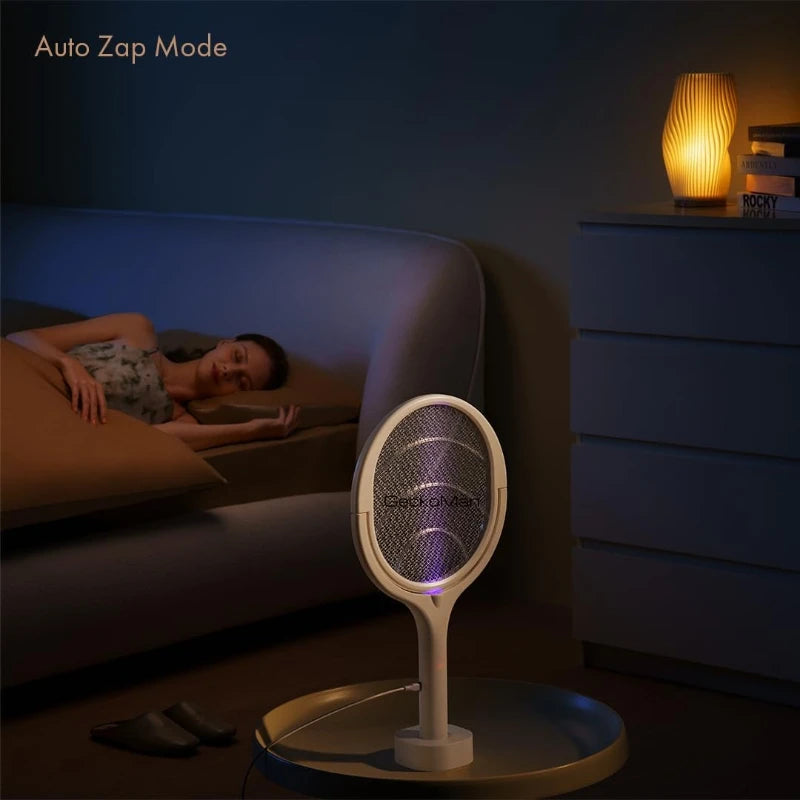 5‑in‑1 Fast‑Charging Mosquito Swatter Racket with Battery‑Powered Lamp, ABS Adjustable Handle for Outdoor Use