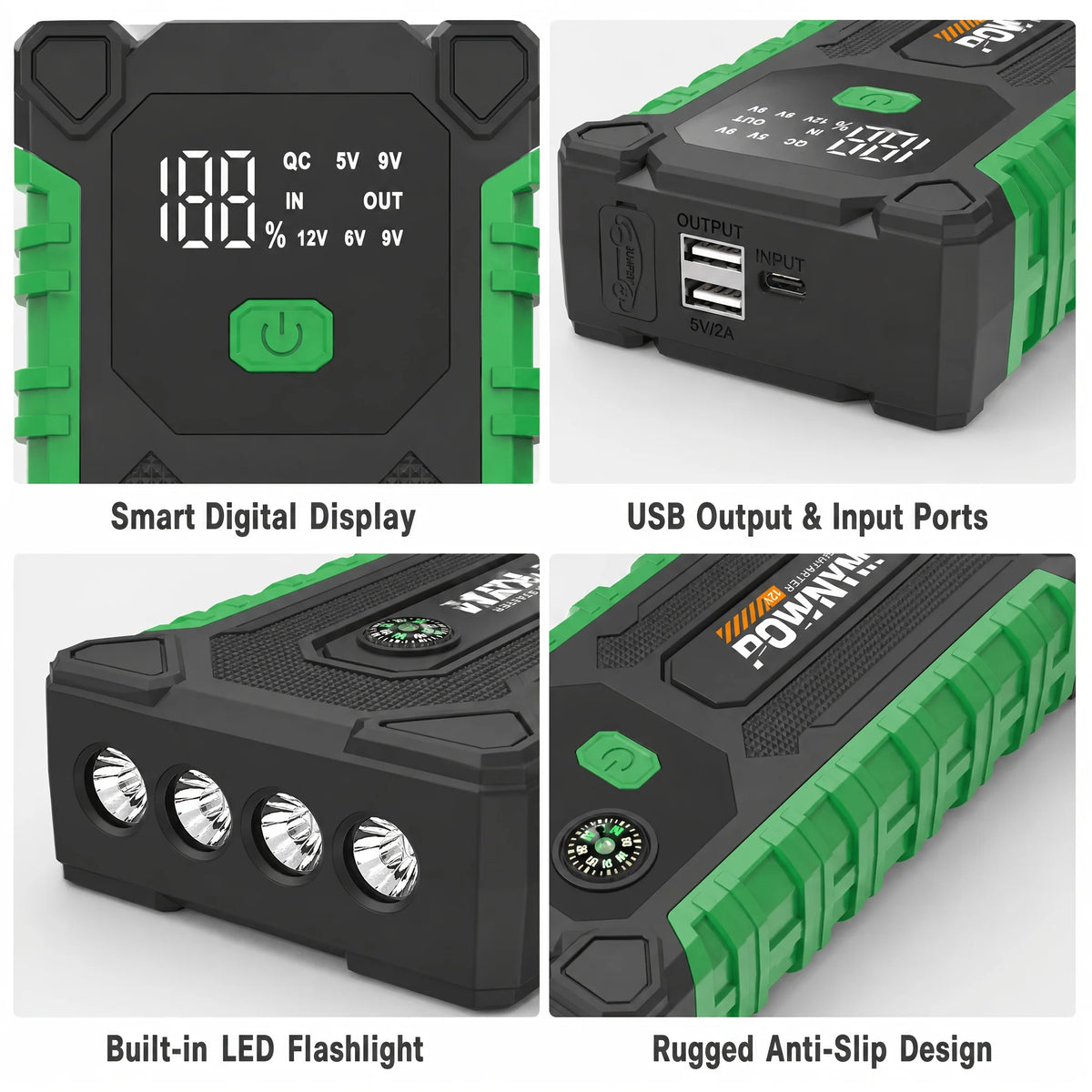 Car Jump Starter, 12V Auto Battery Booster,Portable Power Bank with Dual USB Ports, LED Emergency Light, Multi-Layer Safety Prot