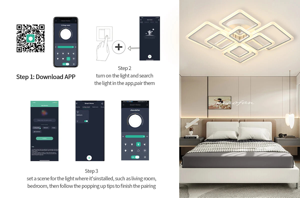Modern Interior Square Ceiling Light with Remote Control LED Dimmable Ceiling Lamp lustre Living Room Kitchen Bedroom Decoration