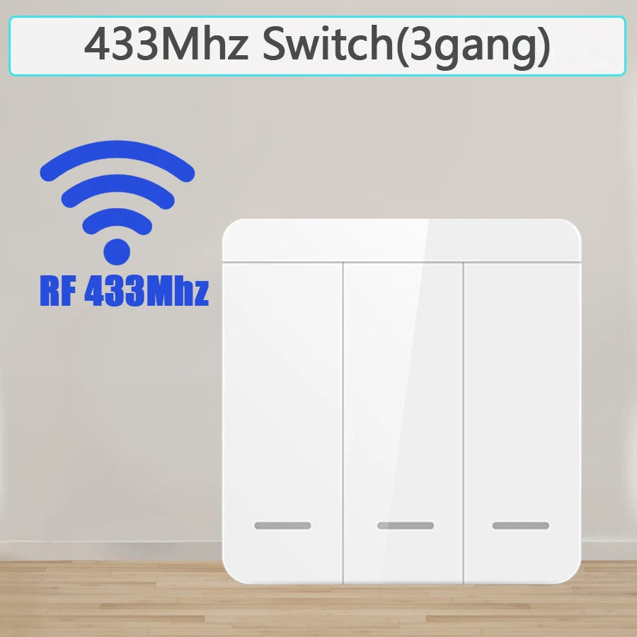 Wireless 433MHz Smart Switch Light 1/2/3Gang 86 Wall Panel Switch with Remote Control Relay Receiver 10A 110V 220V For LED Lamp