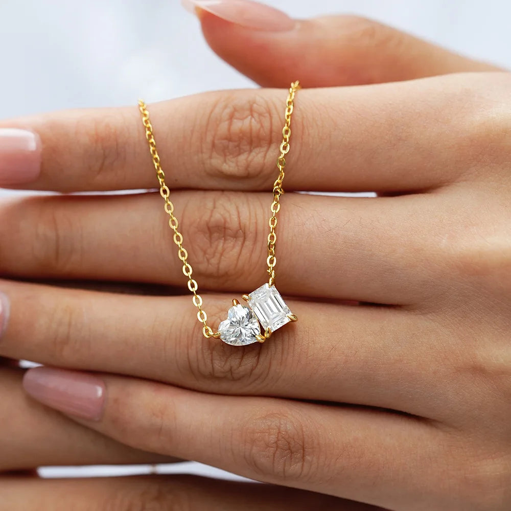 1CT / 2CT Emerald Heart Pear Princess Moissanite Diamond Pendants Necklaces For Women S925 Silver Fine Jewelry Women's Pendants