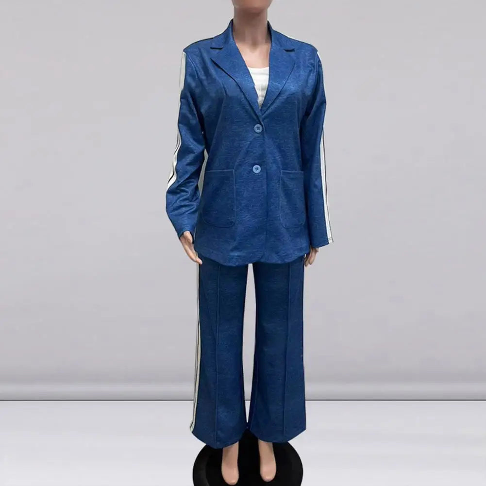 2 Piece Set Women Outfit Winter Fall Fashion V neck Long Sleeve Coat Elegant Straight Leg Pant Set Women Sports Clothing