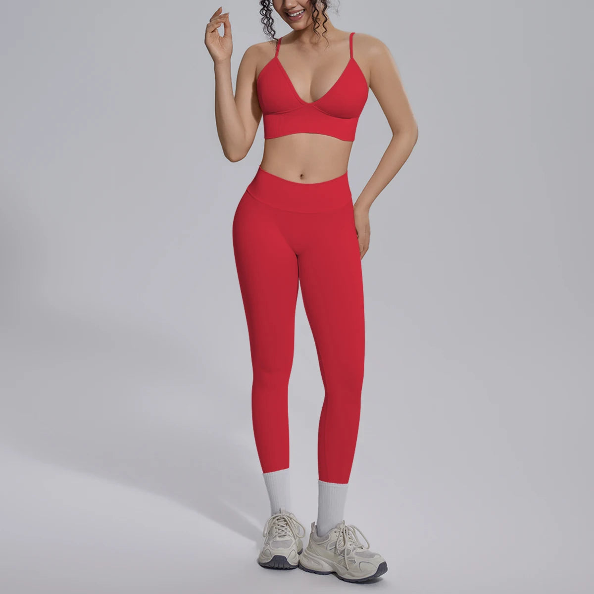 2PCS Woman Yoga Set Shockproof Workout Top Sexy Yoga Bra with Chest Pad High Stretch Seamless Fitness Pants Gym Yoga Set