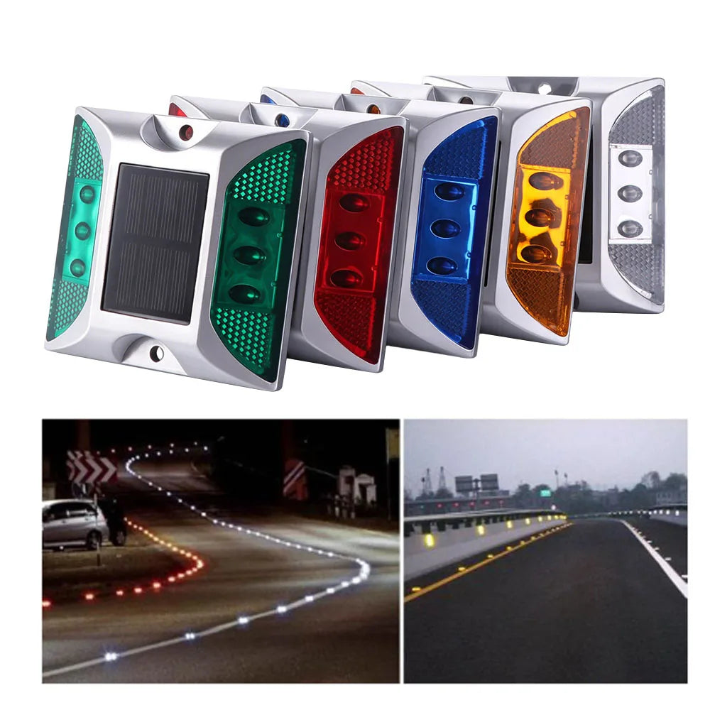 Square Solar Road Stud Light IP68 Waterproof Double Side Traffic Marker Light Flashing Reflective Solar Energy Spike Lights