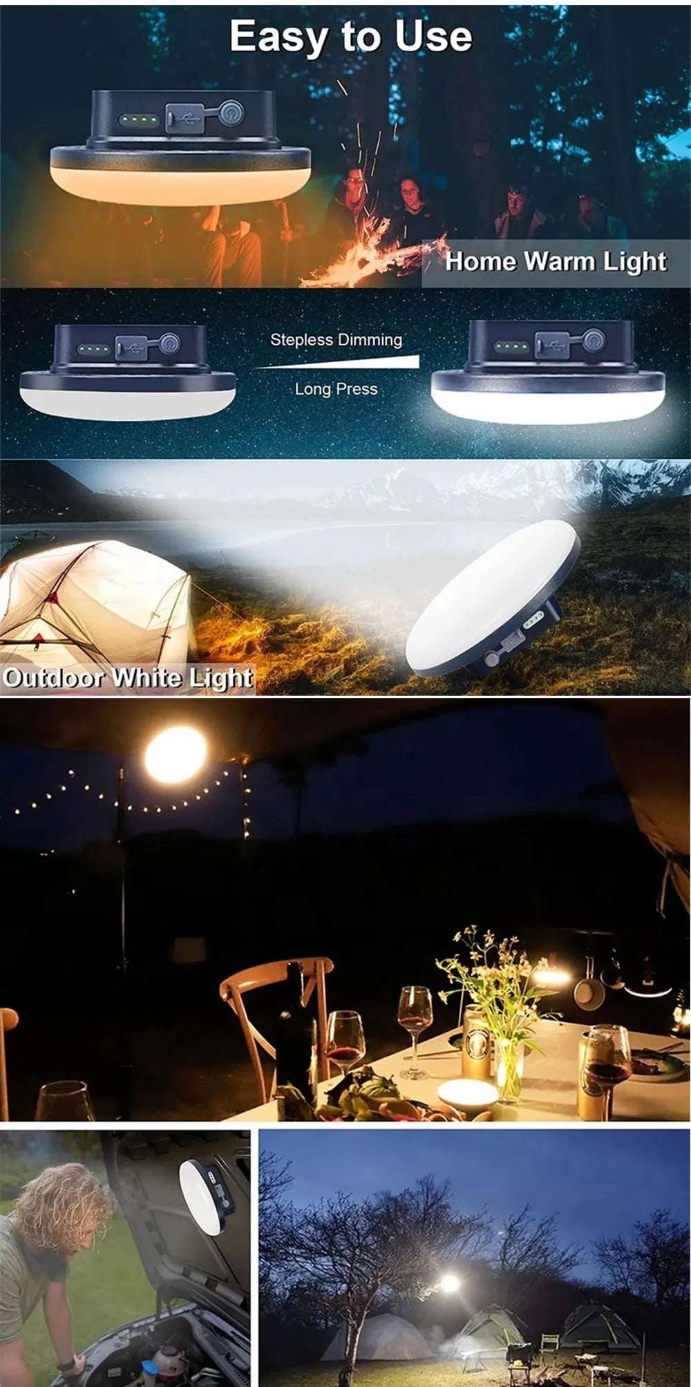 13500mAh Camping Lantern Portable Lantern Rechargeable Magnet Powerful Fashlight Fishing Tent Lamp Outdoor Work Repair Light