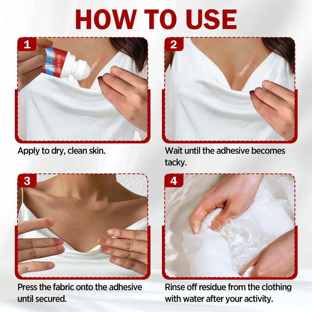 Anti-Slip Glue Roll On Skin Adhesive，Anti-exposure Bra Non-slip Fixed Long-lasting Hold, Easy To Use Products for Women Clothing