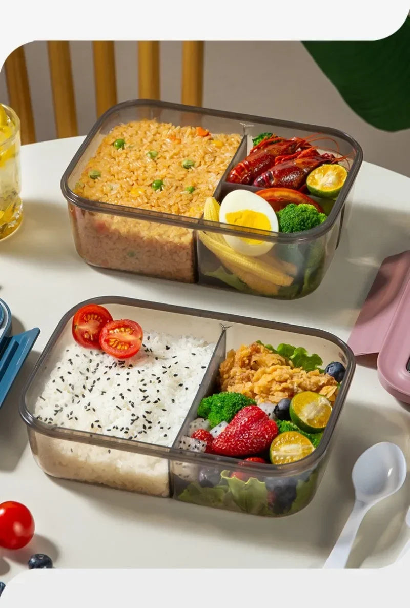 Food-grade Lunch Boxes Home Children's Compartments Bento Box Can Be Heated Microwave Oven Student Rectangle Plastic Lunch Boxes