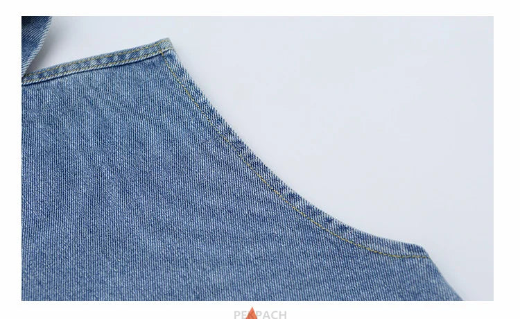 Korean Kids Vintage Hoodies Denim Vest For Girls Casual Streetwear Clothing Teens Child Hooded Denim Waistcoat Jacket Outfits