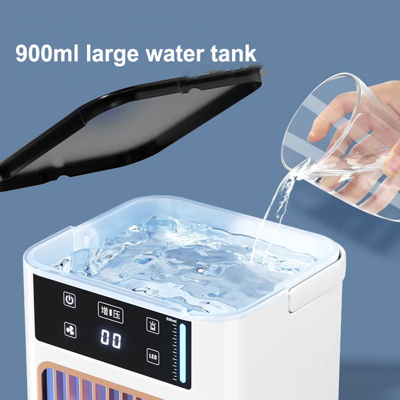2025 New Upgraded Turbocharged Portable Air Conditioner Fan USB Desktop Air Cooler Household Small Air Humidifier Cooling Fan