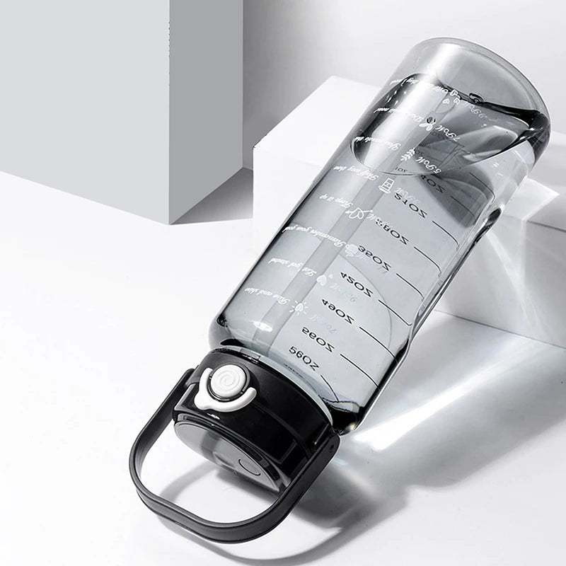 1.5/2Liter Sport Straw Water Bottle With Time Scale Plastic Summer Cold Juice Water Cup Large Capacity Portable Travel Bottles